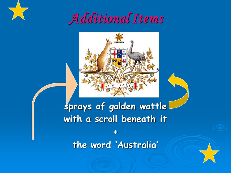 Additional Items sprays of golden wattle  with a scroll beneath it  +